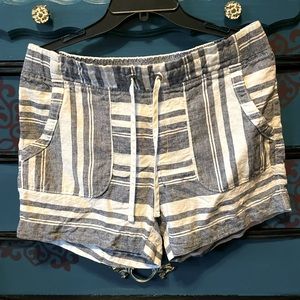 Gray and White Athleta Linen Shorts